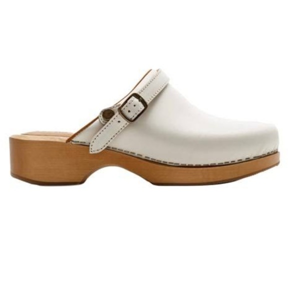 Re / Done 70’s Classic Off White Leather Clogs - Picture 1 of 11
